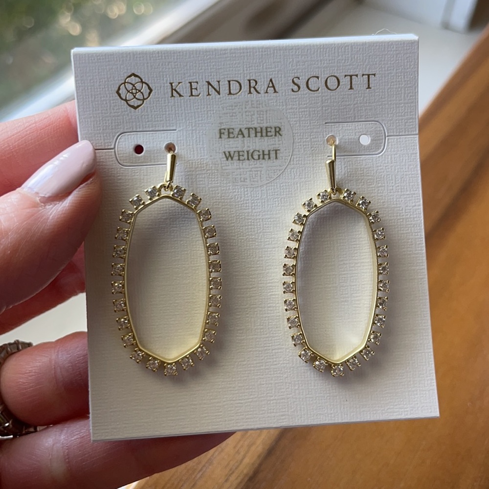 Kendra Scott Elle Open Frame Crystal Drop Earrings in Gold 710